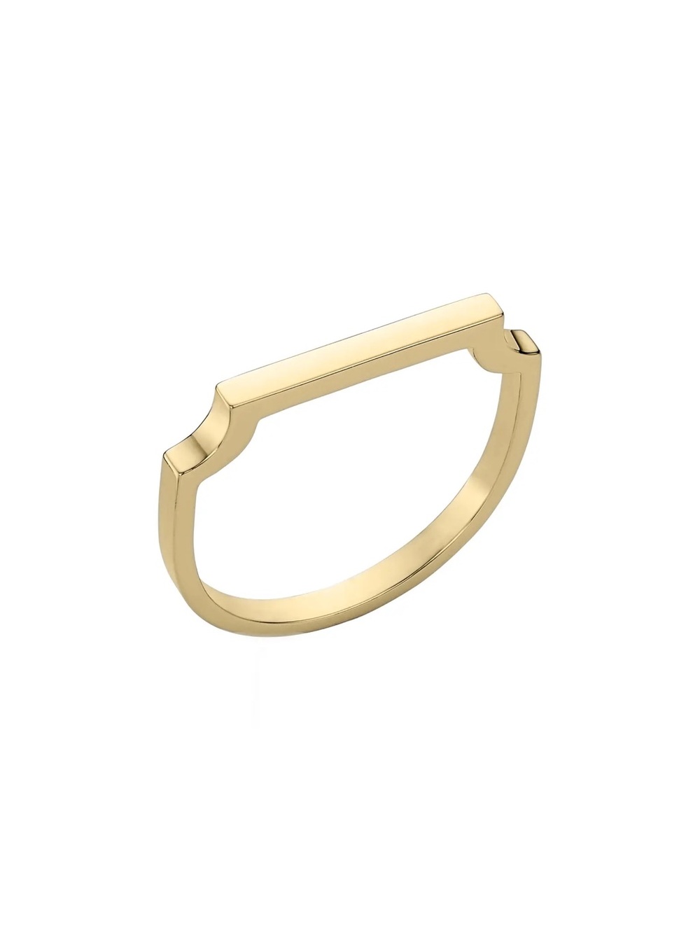 MONICA VINADER Polished Gold Bar Ring size 7.5